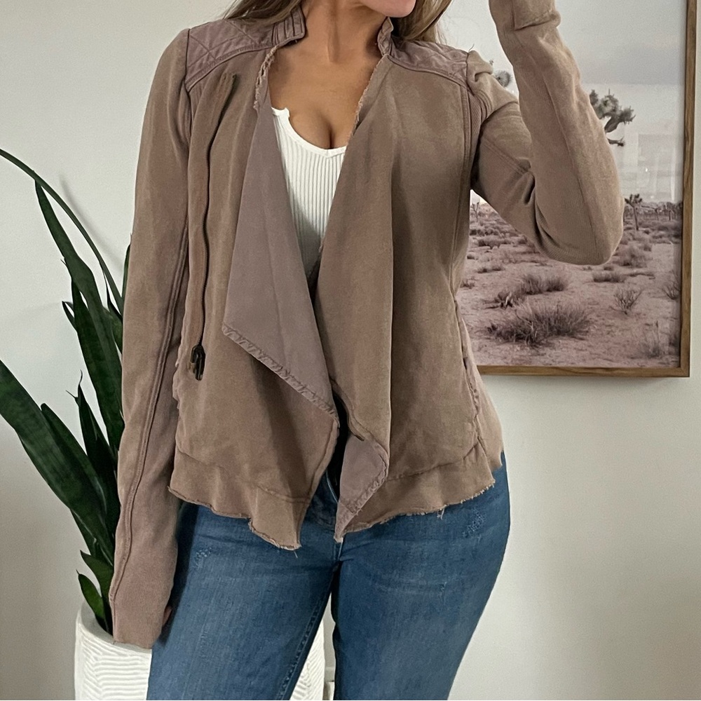 Free People Taupe Drape Front Jacket